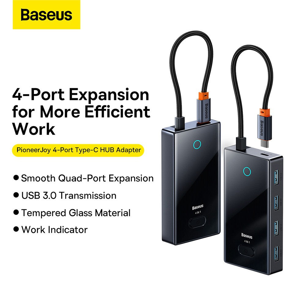 Baseus PioneerJoy 4-Port Type-C HUB Adapter (Type-C to USB3.0*4)-Gray
