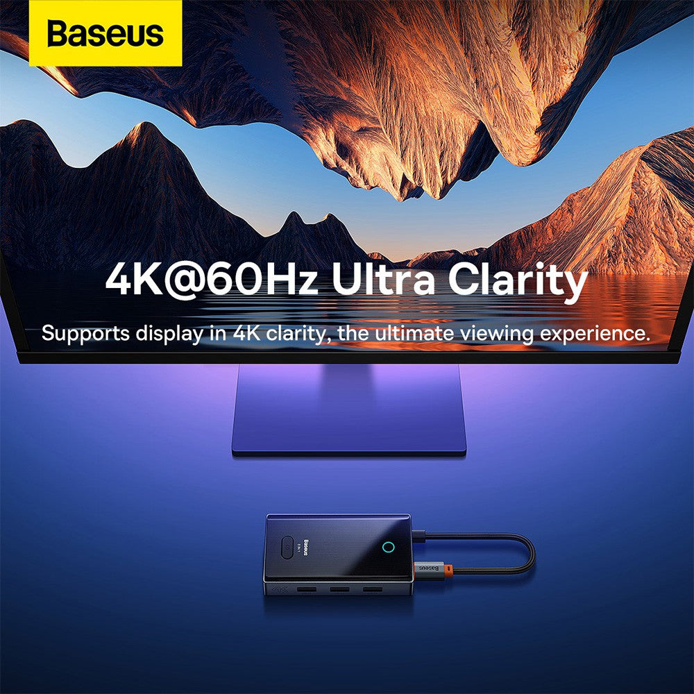 Baseus PioneerJoy 8-Port Type-C HUB Adapter (Type-C to HDMI4K@60Hz*1+USB3.0*2+USB2.0*1+PD*1+RJ45*1+SD/TF*1)-Gray