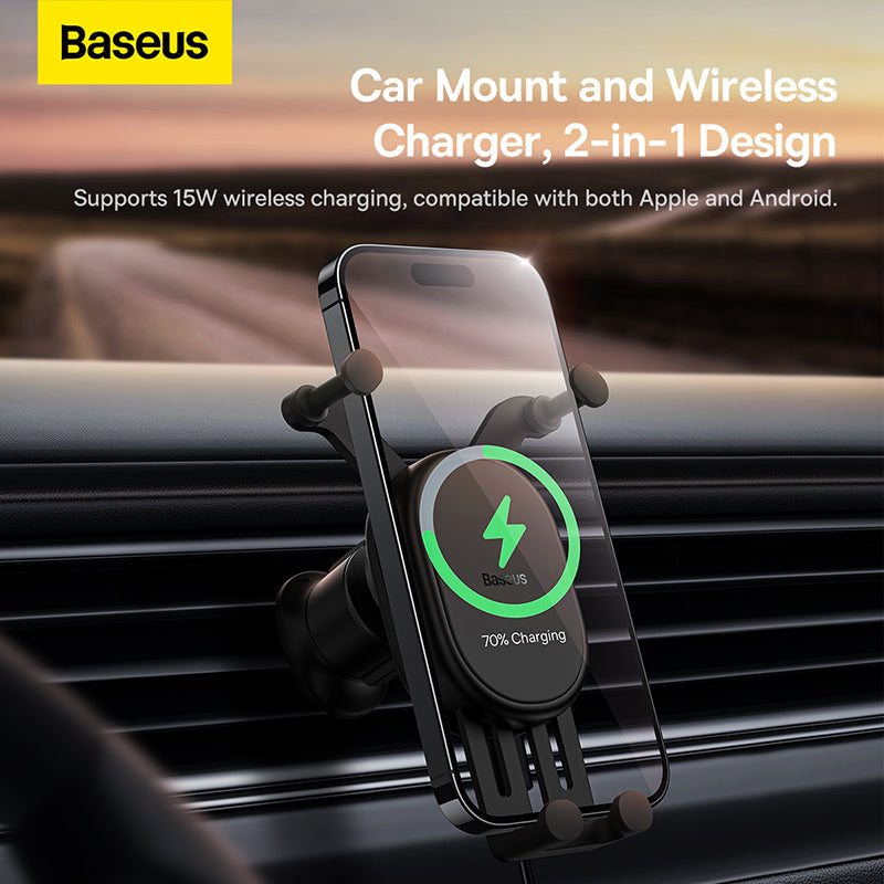 Baseus Stable Gravitational Wireless Charging Car Mount Pro 15W (Air Outlet Version)