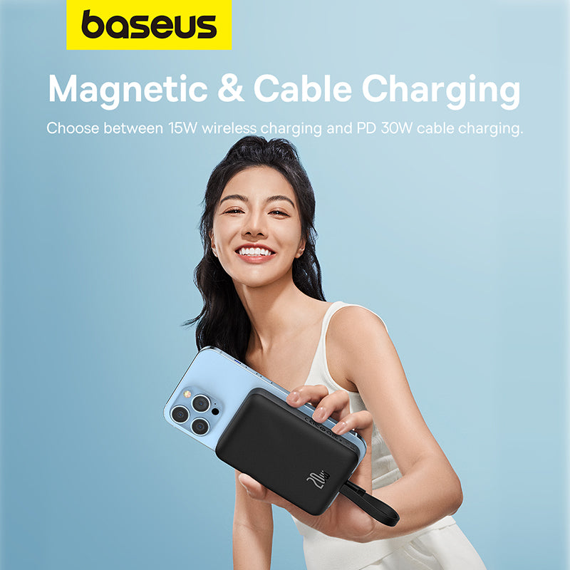 Baseus Magnetic Mini Power Bank 10000mAh 20W with Built-in Lighting Cable
