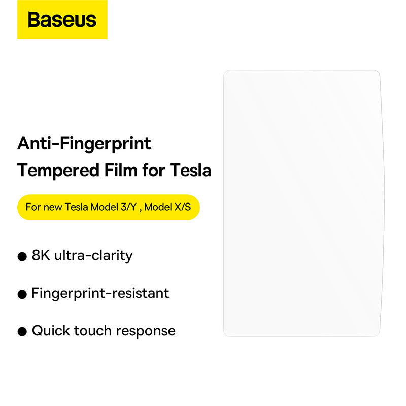Baseus 0.3mm Full-glass Crystal Anti-fingerprint Tempered Glass Film For Tesla model 3/Y 15inch