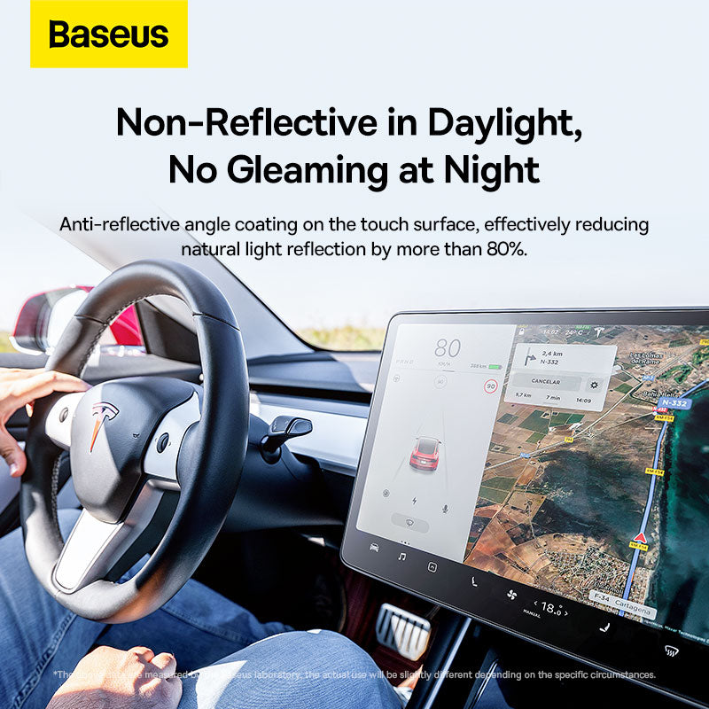 Baseus 0.3mm Full-glass Crystal Anti-fingerprint Tempered Glass Film For Tesla model 3/Y 15inch
