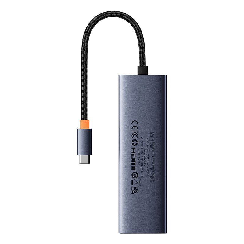 OS-Baseus UltraJoy Series 7-Port HUB Docking Station Space Grey Type-C to HDMI4K@60Hz*1+USB3.0*2+PD*1+RJ45*1+SD/TF3.0*1
