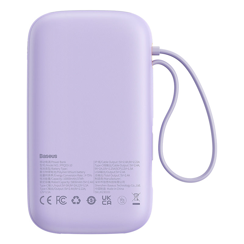 Baseus Qpow2 Dual-Cable Digital Display Fast Charge Power Bank 10000mAh 22.5W