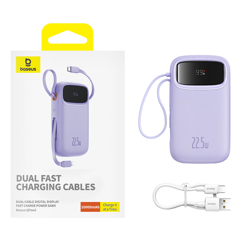 Baseus Qpow2 Dual-Cable Digital Display Fast Charge Power Bank 10000mAh 22.5W