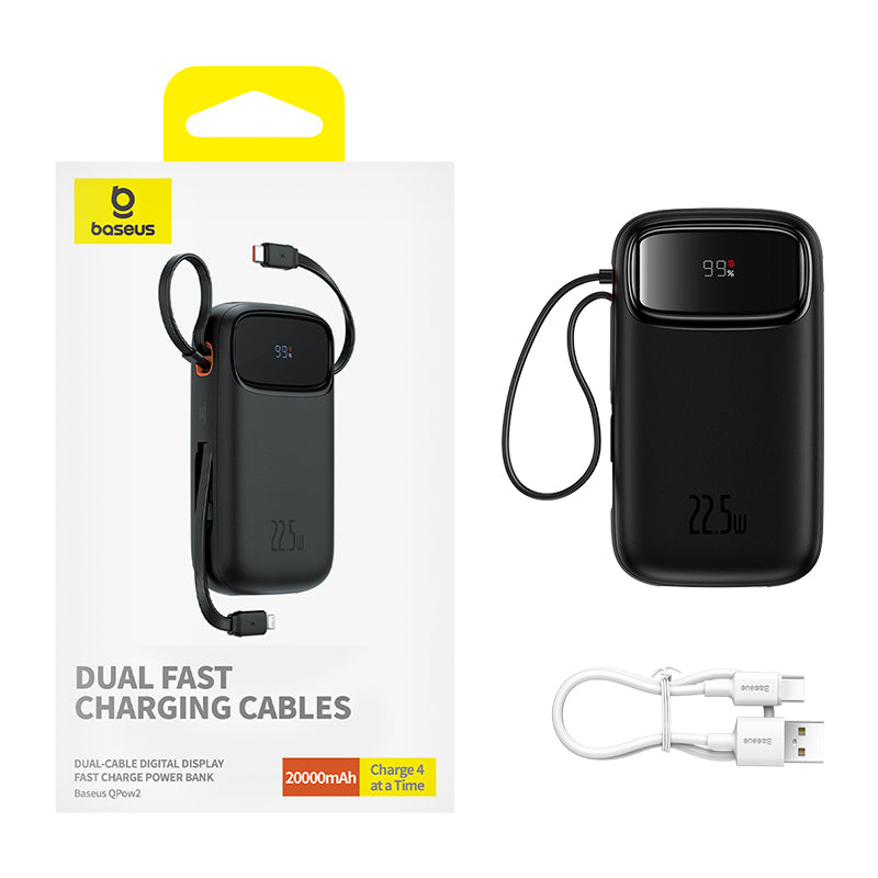 Baseus Qpow2 Dual-Cable Digital Display Fast Charge Power Bank 20000mAh 22.5W