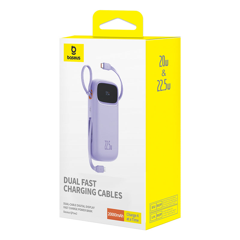 Baseus Qpow2 Dual-Cable Digital Display Fast Charge Power Bank 10000mAh 22.5W