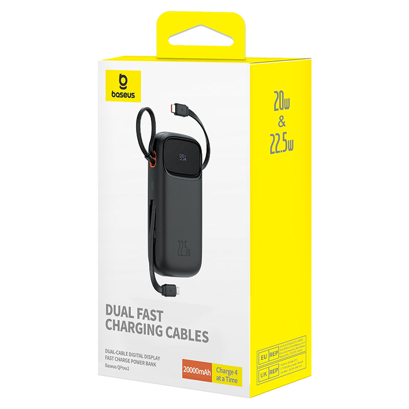 Baseus Qpow2 Dual-Cable Digital Display Fast Charge Power Bank 20000mAh 22.5W