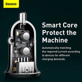 Baseus Grain Pro Car Charger (Dual USB 4.8A)