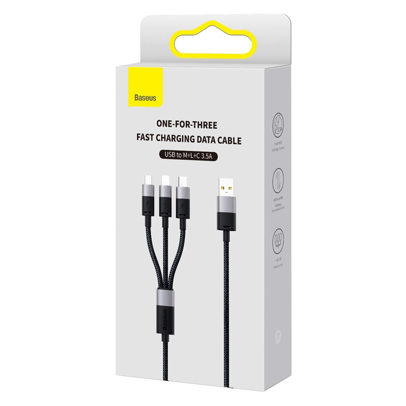 Baseus StarSpeed 1-for-3 Fast Charging Data Cable USB to M+L+C 3.5A 1.2m