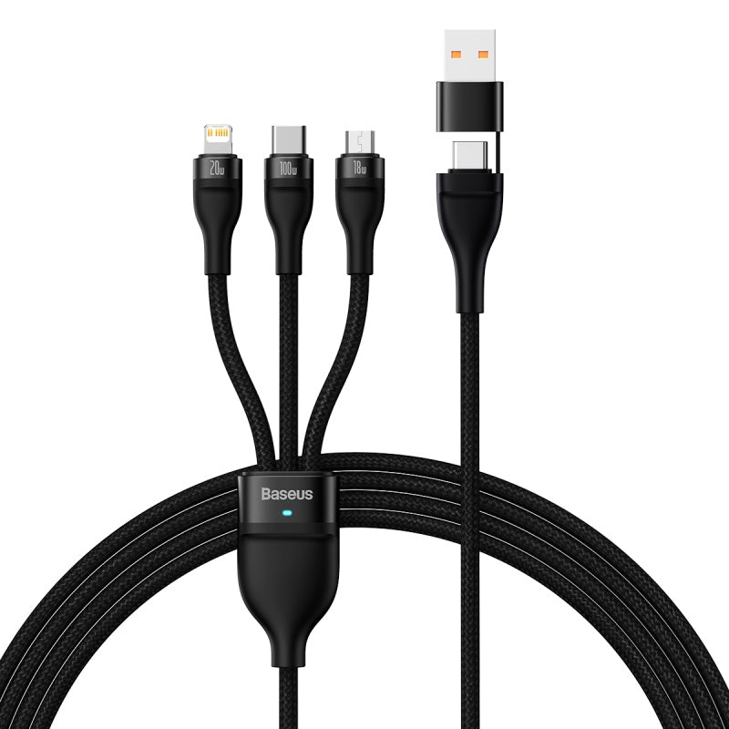 Baseus Flash Series Ⅱ Two-for-three Charging Cable U+C to M+L+C 100W 1.2m