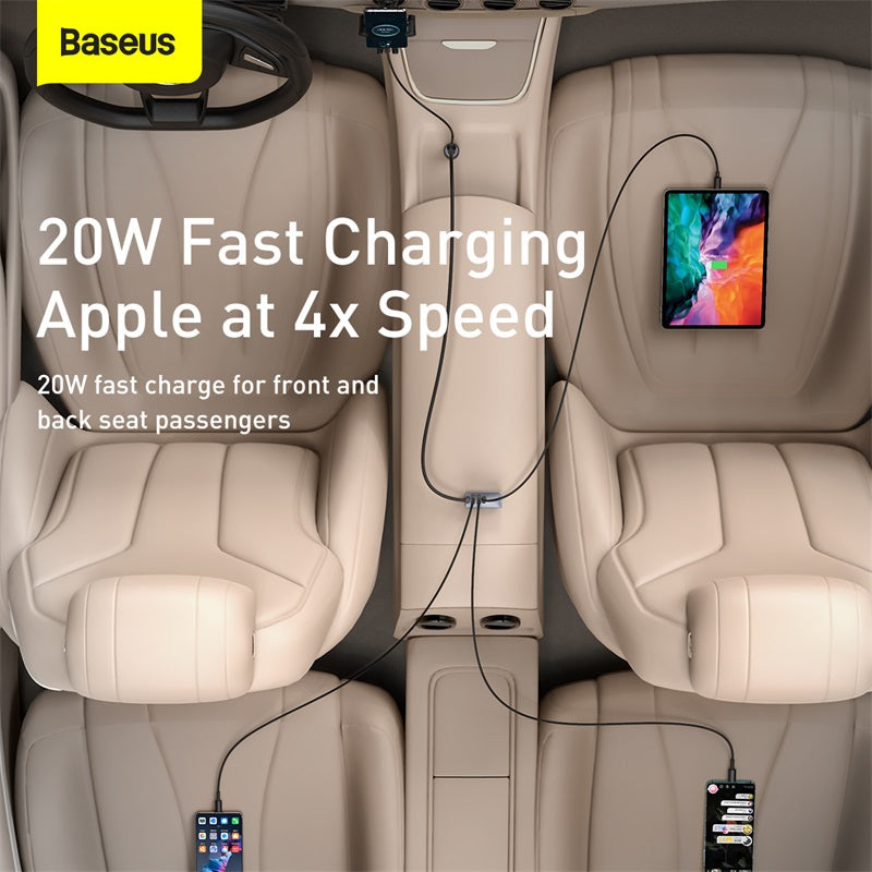 Baseus Share Together PPS Multi-port Fast Charging Car Charger with Extension Cord 120W