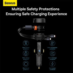 Baseus Enjoyment Retractable 2-in-1 Car Charger C+L 30W