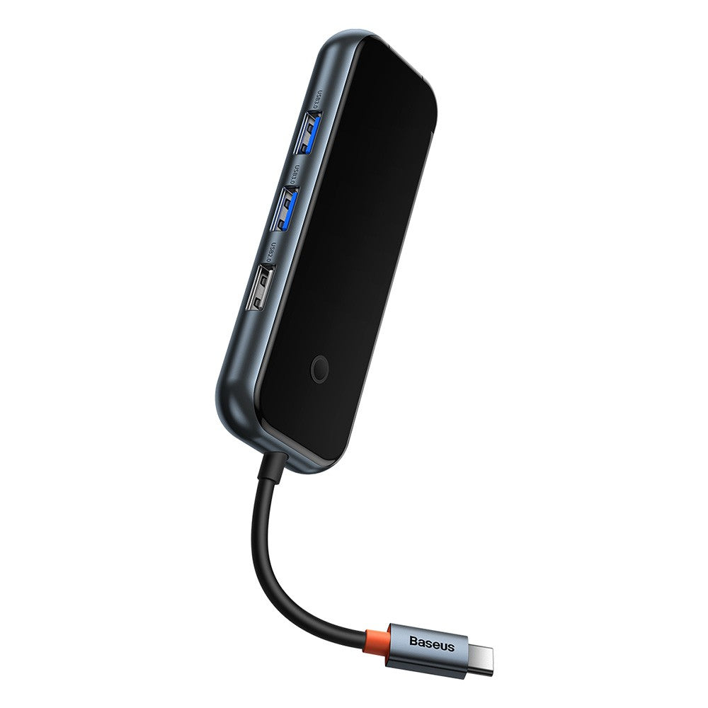 Baseus AcmeJoy 6-Port Type-C HUB Adapter (Type-C to HDMI*1+USB3.0*2+USB2.0*1+Type-C PD&Data *1+RJ45*1)-Dark Gray
