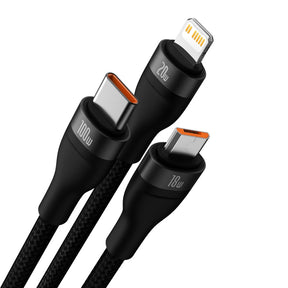 Baseus Flash Series Ⅱ Two-for-three Charging Cable U+C to M+L+C 100W 1.2m