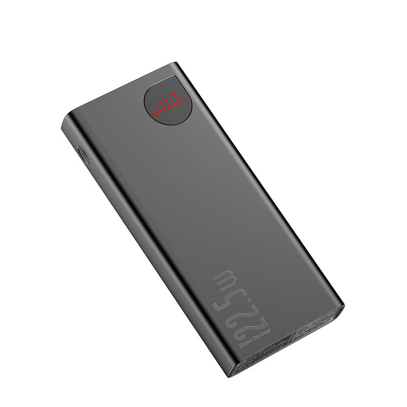 Baseus Adaman Metal Digital Display Quick Charge Power Bank 10000mAh 22.5W (With Simple Series Charging Cable USB to Type-C 3A 0.3m Black)