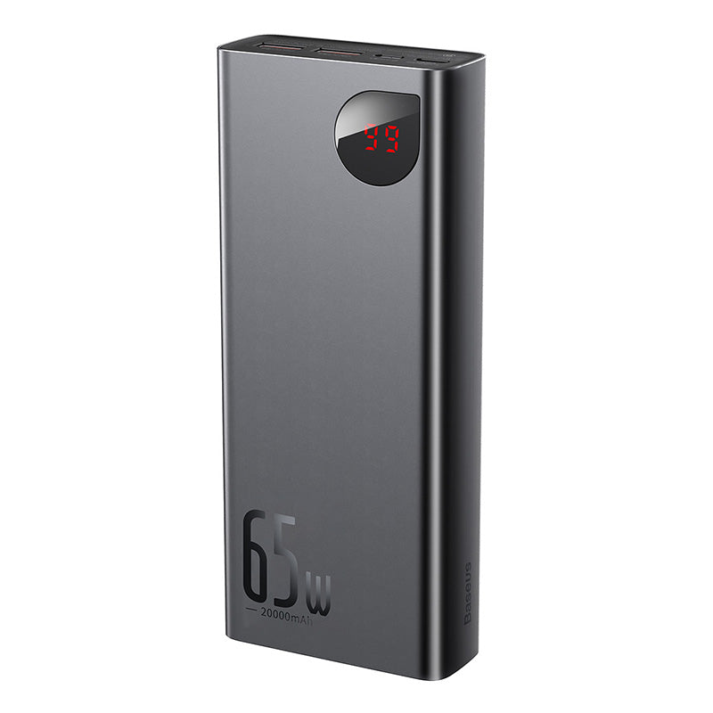 Baseus Adaman Metal Digital Display Quick Charge Power Bank 20000mAh 65W Black（With Simple Series Charging Cable USB to Type-C 3A 0.3m Black )