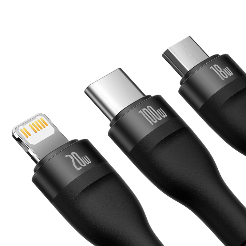 Baseus Flash Series Ⅱ Two-for-three Charging Cable U+C to M+L+C 100W 1.2m