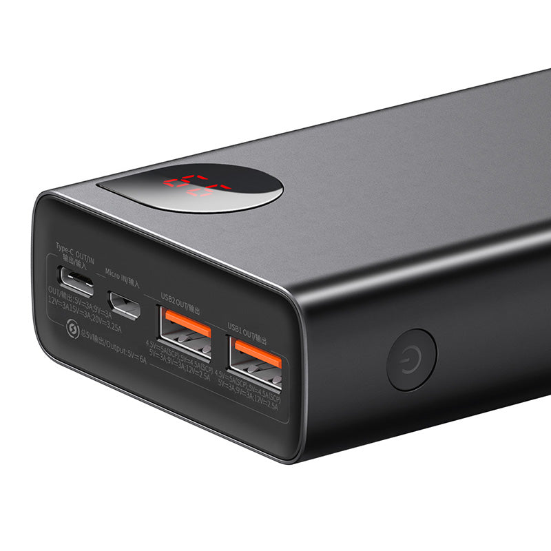 Baseus Adaman Metal Digital Display Quick Charge Power Bank 20000mAh 65W Black（With Simple Series Charging Cable USB to Type-C 3A 0.3m Black )