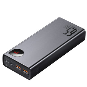 Baseus Adaman Metal Digital Display Quick Charge Power Bank 20000mAh 65W Black（With Simple Series Charging Cable USB to Type-C 3A 0.3m Black )