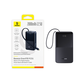 Baseus EnerFill FC51 Bipow2 Pro Digital Display Power Bank with Built-in Cable 20000mAh 22.5W