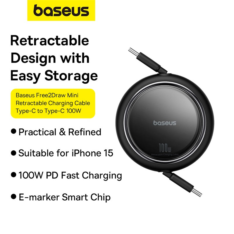 Baseus Free2Draw Mini Retractable Cable Type-C to Type-C 100W