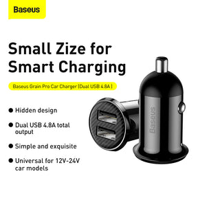 Baseus Grain Pro Car Charger (Dual USB 4.8A)