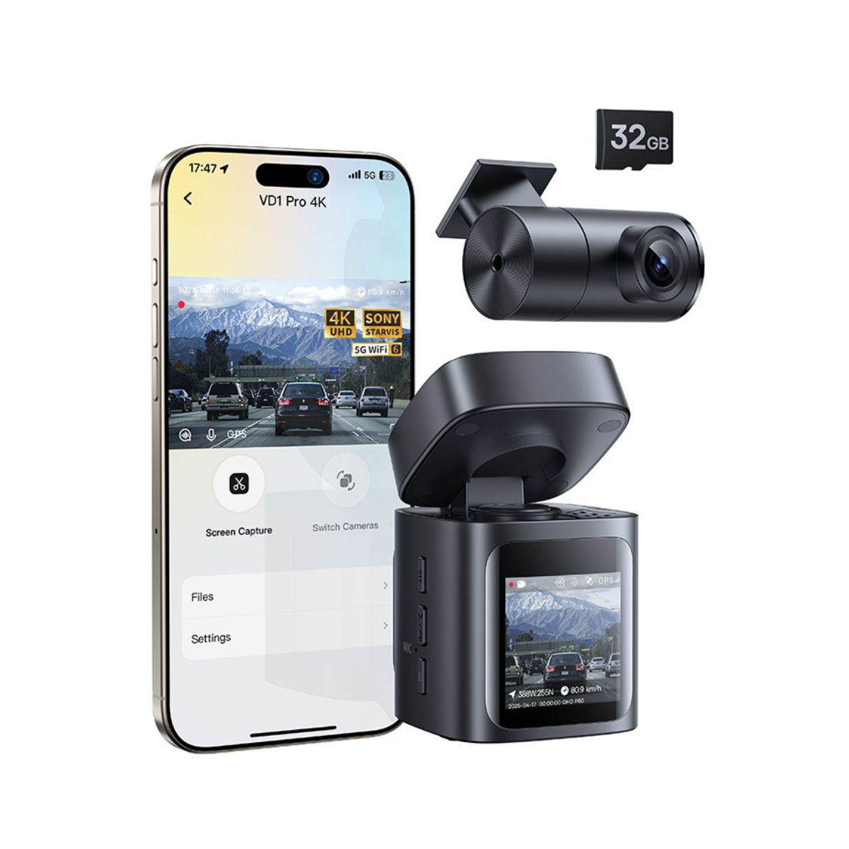 Baseus PrimeTrip VD1 Pro Dash Cam Lithium Battery 4K+1080p