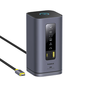 OS-Baseus Spacemate Series 11-in-1 (MAC) Docking Station Space Grey (USB-C to 3*HDMI 4K@60Hz+2*USB-A (10Gbps)+1*USB-C (10Gbps)+1*RJ45+2*USB-A (480Mbps)+1*USB-C (PD)+1*3.5mm Audio