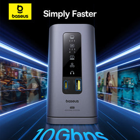 OS-Baseus Spacemate Series 11-in-1 (MAC) Docking Station Space Grey (USB-C to 3*HDMI 4K@60Hz+2*USB-A (10Gbps)+1*USB-C (10Gbps)+1*RJ45+2*USB-A (480Mbps)+1*USB-C (PD)+1*3.5mm Audio