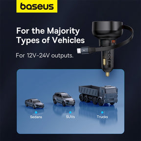 Baseus Enjoyment Pro Car Charger U+Retractable Type-C Cable 60W