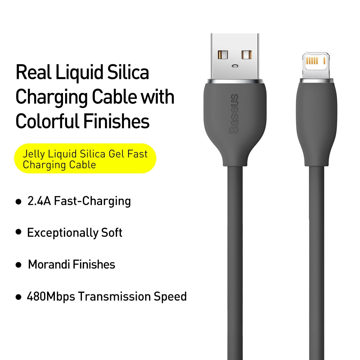 Baseus Jelly Liquid Silica Gel Fast Charging Data Cable USB to iP 2.4A 1.2m