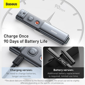 Baseus Orange Dot Wireless Presenter (Red Laser)-Grey