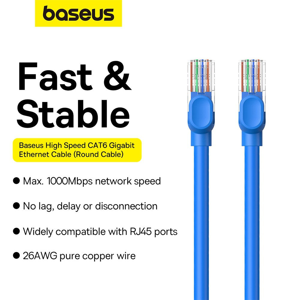 Baseus High Speed CAT6 Gigabit Ethernet Cable 0.5/1/23/5M-Galaxy Blue