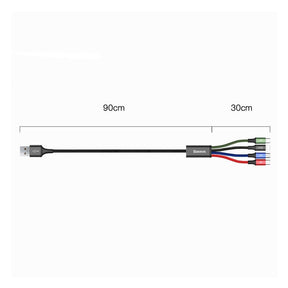 Baseus 4 in 1 Nylon Braided Cable (2 x Lightning / Type-C / Micro USB) 3.5A 1.2m (CA1T4-A01)-Black