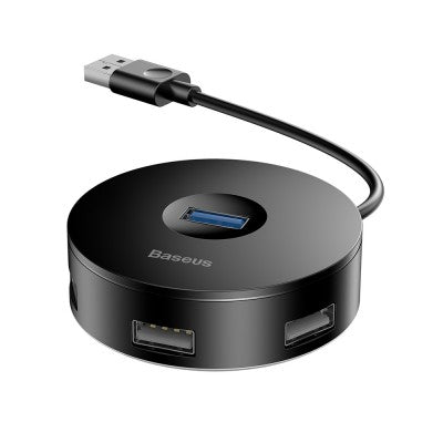 Baseus Round Box HUB Adapter (USB3.0 to USB3.0 x 1 + USB2.0 x 3) 10cm-Black