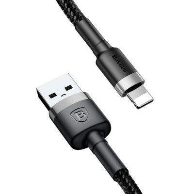 Baseus Cafule Fast Charge USB Data Charging Cable for iPhone-Black+Grey-0.5M
