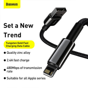 Baseus Tungsten Gold Fast Charging Data Cable USB to iP 2.4A 1/2m