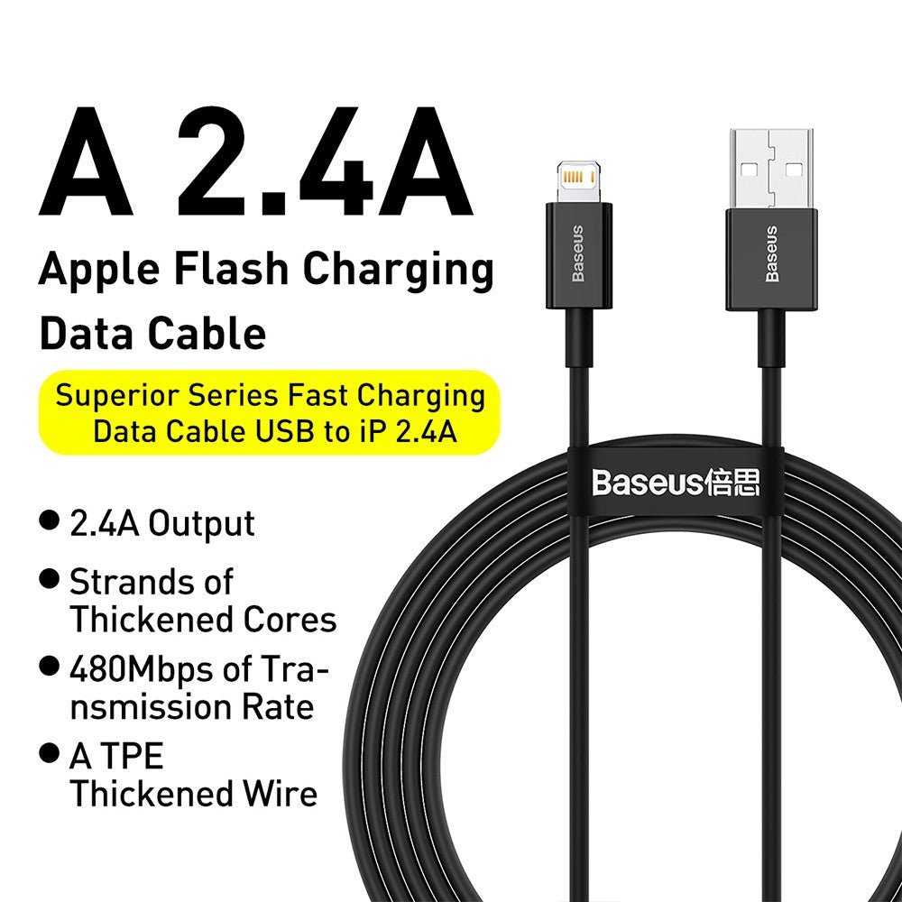 Baseus Superior Series Fast Charging Data Cable USB to iP 2.4A 0.25/1/1.5/2m