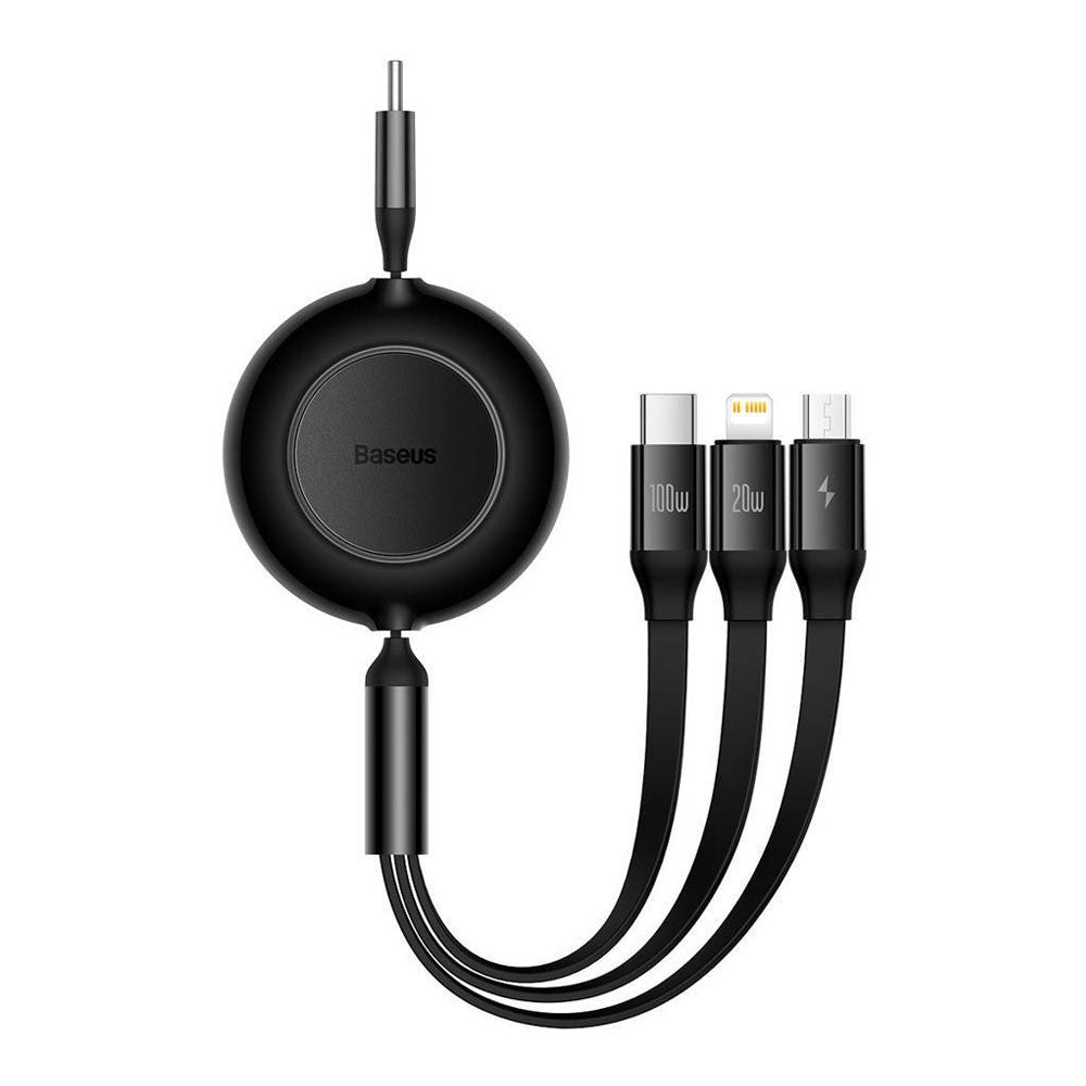 Baseus Bright Mirror 2 Series Retractable 3-in-1 Fast Charging  Data Cable Type-C to M+L+C 100W 1.1m