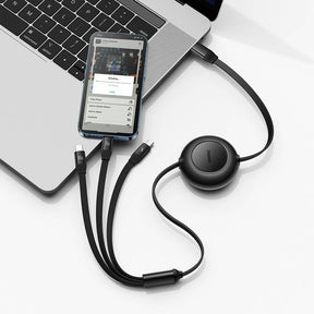 Baseus Bright Mirror 2 Series Retractable 3-in-1 Fast Charging  Data Cable Type-C to M+L+C 100W 1.1m