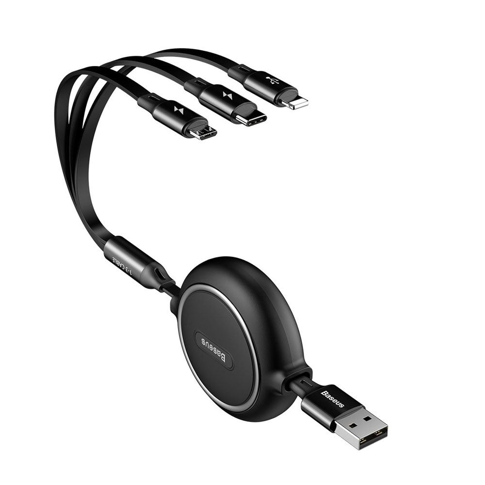 Baseus Golden Loop Retractable 3 in 1 USB Cable 3.5A (35cm-120cm) (CAMLT-JH01)
