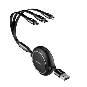 Baseus Golden Loop Retractable 3 in 1 USB Cable 3.5A (35cm-120cm) (CAMLT-JH01)