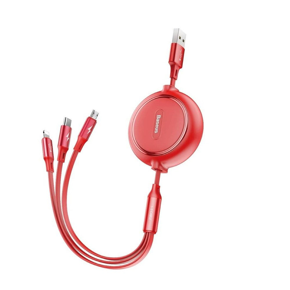 Baseus Golden Loop Retractable 3 in 1 USB Cable 3.5A (35cm-120cm) (CAMLT-JH01)