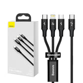 Baseus Rapid Series 3-in-1 Fast Charging Data Cable Type-C to C+L+C PD 20W 1.5M-Black