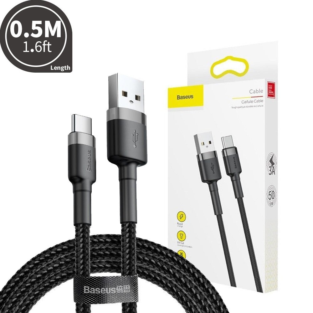 Baseus Cafule Fast Charge USB Data Charging Cable USB to Type-C 3A 0.5M