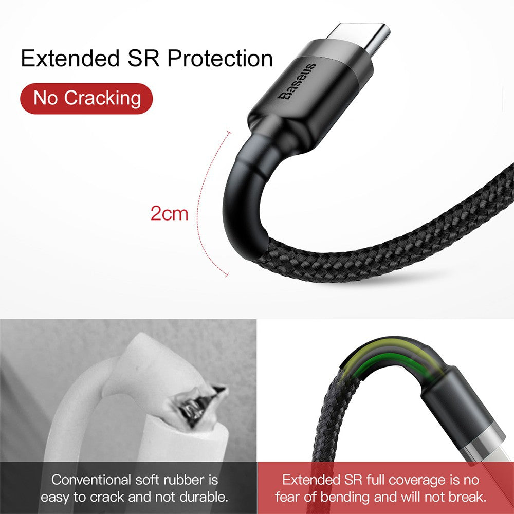 Baseus Cafule Fast Charge USB Data Charging Cable USB to Type-C 3A 0.5M