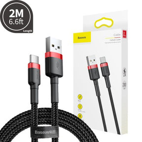 Baseus Cafule Fast Charge Type-C USB Data Charging Cable 2M-Black+Red-2m