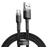 Baseus Cafule Fast Charge USB Data Charging Cable USB to Type-C 2A 3M-Deep Grey+Black