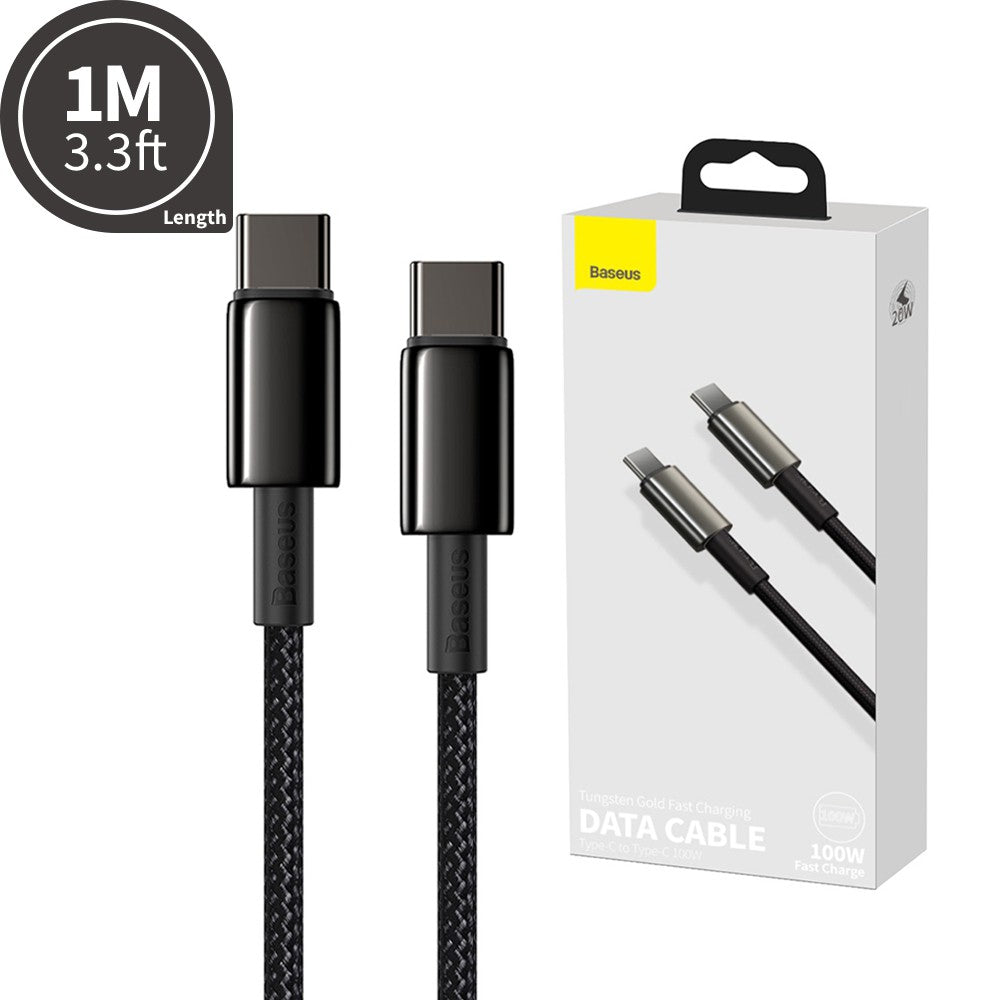Baseus Tungsten Gold Fast Charging Data Cable Type-C to Type-C 100W 1/2M Compatible for iPhone 15 Series